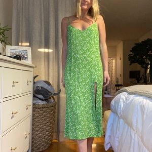 Reformation Green Daisy Midi Dress